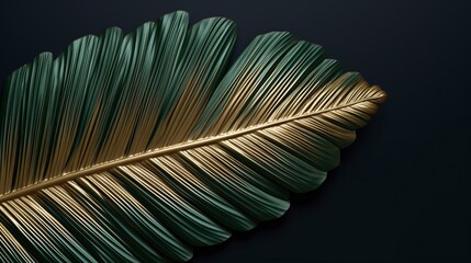 Closeup of brilliant palm leaf on hypothetical hopeless green wrapped foundation. Creative resource, AI Generated