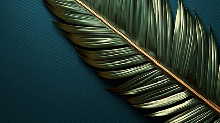 Closeup of brilliant palm leaf on theoretical hopeless green wrapped foundation. Creative resource, AI Generated