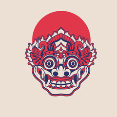 Balinese vector Barong Traditional Mask , devil mask Vector illustration	