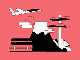 Holiday travel travel characters internet background vector hand drawn illustration
