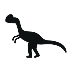 Flat vector silhouette illustration of dilophosaurus dinosaur