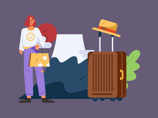 Holiday travel travel characters internet background vector hand drawn illustration
