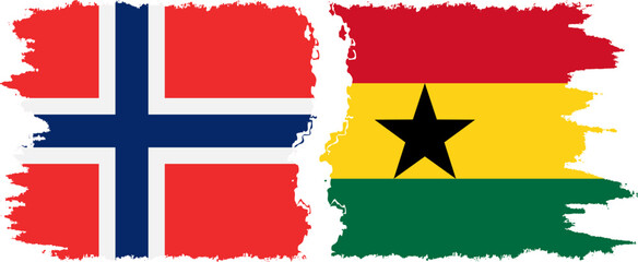 Ghana and Norway grunge flags connection vector
