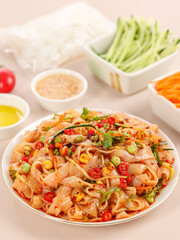 Noodles made from konjac flour, Chinese traditional spicy noodles(Amorphophallus konjac,Konjac powder,mannan)