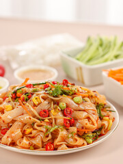 Noodles made from konjac flour, Chinese traditional spicy noodles(Amorphophallus konjac,Konjac powder,mannan)