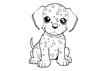 Dog Character Vector, Coloring Book Page with Dog, Coloring page outline of a cute dog, coloring page with Animal character 