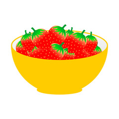 strawberry in a bowl isolated while background 