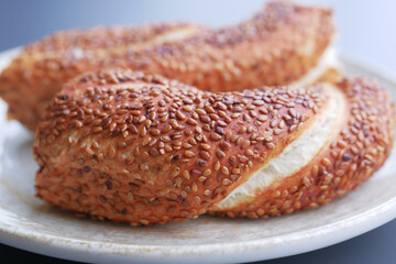 Turkish Bagel Simit on table 
