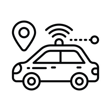 An icon of smart car, wifi connected automobile, ai automobile technology vector