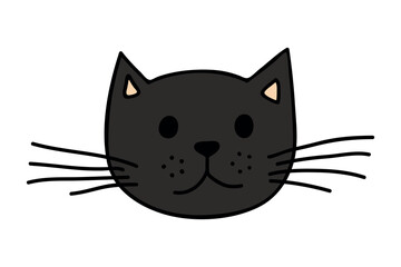 Hand drawn cat muzzle clipart. Cute pet face doodle