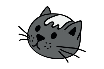 Hand drawn cat muzzle clipart. Cute pet face doodle