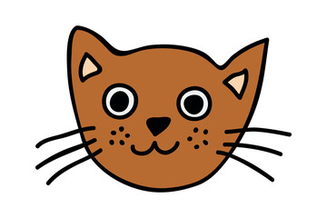 Hand drawn cat muzzle clipart. Cute pet face doodle
