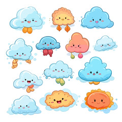 seamless pattern with pastel clouds set 9
