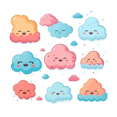 seamless pattern with pastel clouds set 7