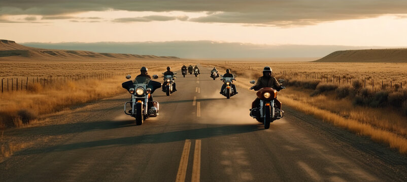 Motorcycle in a typical scenic American highway leading through the desert towards Monument Valley