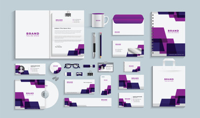 Business stationery set ,Modern corporate identity template with digital elements. Vector company style for brand book and guideline. simple business stationery items. - obrazy, fototapety, plakaty