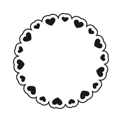 Round scalloped frame with hearts pattern, Pastel Cute Valentines Frame Border