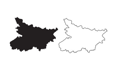 Bihar map vector silhouette isolated on white. One of the states of India.