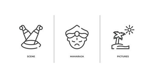 Obraz premium tropical outline icons set. thin line icons sheet included scene, maharaja, pictures vector.