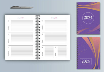 2024 Weekly Planner Layout with Cover Design