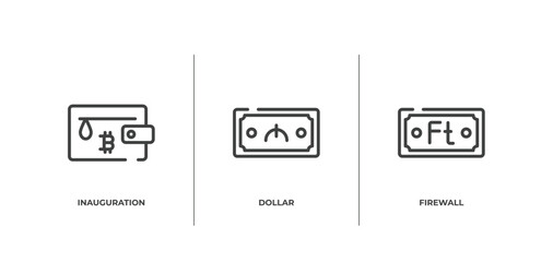 marketing & seo outline icons set. thin line icons sheet included inauguration, dollar, firewall vector.