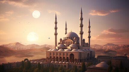 Fototapeta premium Illustration of amazing architecture design of muslim mosque concept