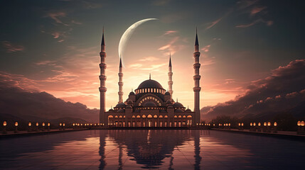 Obraz premium Illustration of amazing architecture design of muslim mosque concept