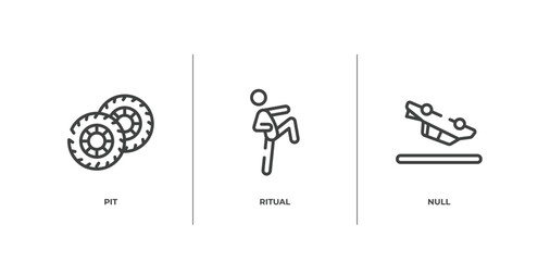thai boxing outline icons set. thin line icons sheet included pit, ritual, null vector.