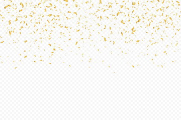 Glittering confetti on a transparent background. Gold confetti - obrazy, fototapety, plakaty