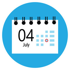 new calender, 04 july icon with white background