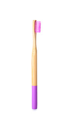 Purple bamboo toothbrush isolated on white background