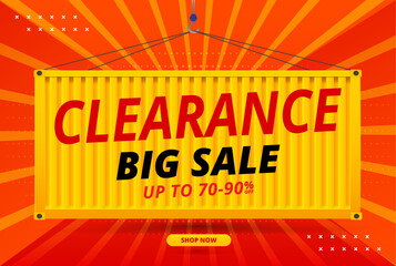 clearance big sale banner template, container concept design. - obrazy, fototapety, plakaty