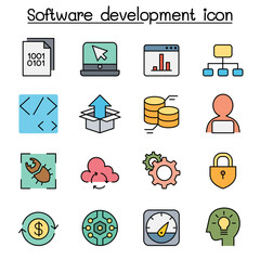 Software development color line icon set