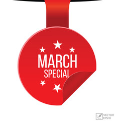 Vector illustration modern March Special banner, Isolated web element.