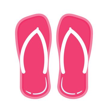Cute Sandals Icon Clipart for Summer Beach Vacation Doodle Vector Illustration