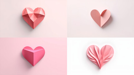 Heart, Symbol of Love. Paper heart shape Isolated on White Background. Vector illustration, 
Generative AI