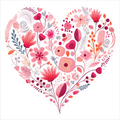Heart with flora, love, heart, heart symbol