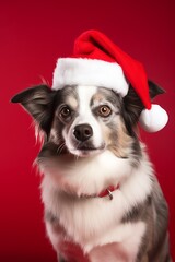 dog in Christmas hat isolated generated ai