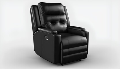 Leather recliner chair isolated on white background,  side view, Generative AI