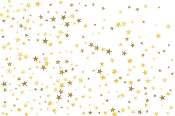Star confetti. Gold casual confetti background. Bright design pattern.
