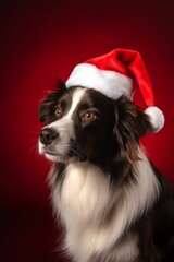 dog in Christmas hat isolated generated ai