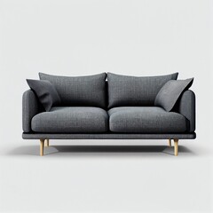 Grey sofa isolated on a grey background, Furniture, interior object, stylish sofa, Generative AI