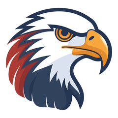 Eagle in red and blue color on white background vector illustration.