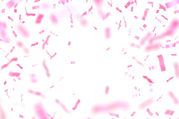 Pink 3D confetti fluttering down in celebration