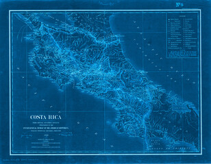 map of Costa Rica on a blue glowing background