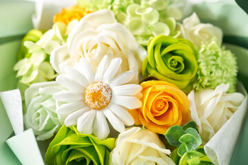 爽やかなソープフラワーの花束　イメージ