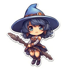 Sticker of a happy witch