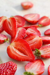 Fresh strawberries as background, closeup