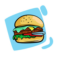 Burger vector illustration with cartoon style