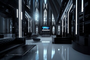Hi-Tech Gothic Interior Generative AI